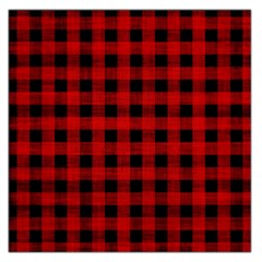 Grunge Red Black Buffalo Plaid Large Satin Scarf (square) by SpinnyChairDesigns