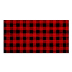 Grunge Red Black Buffalo Plaid Satin Shawl by SpinnyChairDesigns