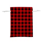 Grunge Red Black Buffalo Plaid Lightweight Drawstring Pouch (S) Front