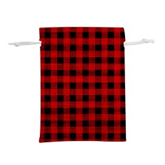 Grunge Red Black Buffalo Plaid Lightweight Drawstring Pouch (l) by SpinnyChairDesigns