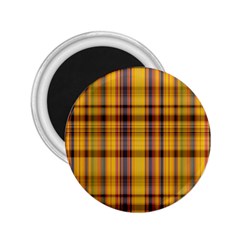 Madras Plaid Yellow Gold 2 25  Magnets by SpinnyChairDesigns