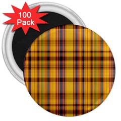 Madras Plaid Yellow Gold 3  Magnets (100 Pack) by SpinnyChairDesigns