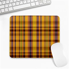 Madras Plaid Yellow Gold Large Mousepads by SpinnyChairDesigns