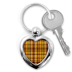 Madras Plaid Yellow Gold Key Chain (heart) by SpinnyChairDesigns