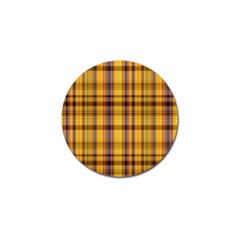 Madras Plaid Yellow Gold Golf Ball Marker by SpinnyChairDesigns