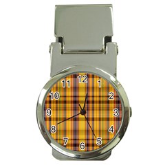 Madras Plaid Yellow Gold Money Clip Watches by SpinnyChairDesigns