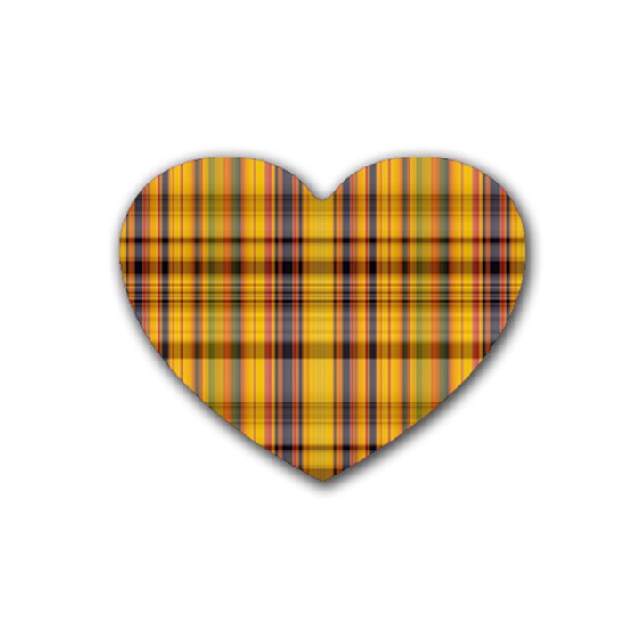 Madras Plaid Yellow Gold Heart Coaster (4 pack) 