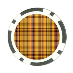 Madras Plaid Yellow Gold Poker Chip Card Guard by SpinnyChairDesigns