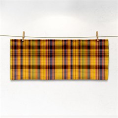 Madras Plaid Yellow Gold Hand Towel by SpinnyChairDesigns