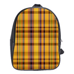 Madras Plaid Yellow Gold School Bag (large) by SpinnyChairDesigns