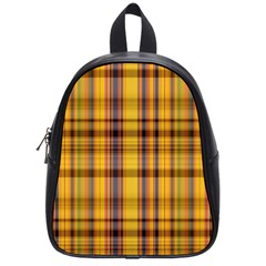 Madras Plaid Yellow Gold School Bag (small) by SpinnyChairDesigns