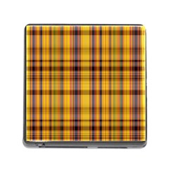 Madras Plaid Yellow Gold Memory Card Reader (square 5 Slot) by SpinnyChairDesigns