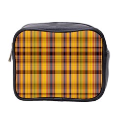 Madras Plaid Yellow Gold Mini Toiletries Bag (two Sides) by SpinnyChairDesigns