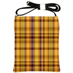 Madras Plaid Yellow Gold Shoulder Sling Bag by SpinnyChairDesigns