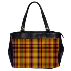 Madras Plaid Yellow Gold Oversize Office Handbag by SpinnyChairDesigns