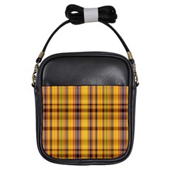 Madras Plaid Yellow Gold Girls Sling Bag by SpinnyChairDesigns