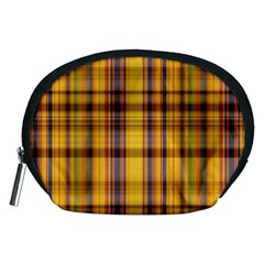 Madras Plaid Yellow Gold Accessory Pouch (medium) by SpinnyChairDesigns