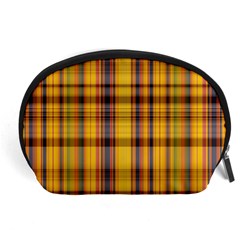 Madras Plaid Yellow Gold Accessory Pouch (large) by SpinnyChairDesigns