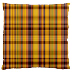 Madras Plaid Yellow Gold Standard Flano Cushion Case (one Side)