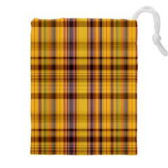 Madras Plaid Yellow Gold Drawstring Pouch (4xl) by SpinnyChairDesigns