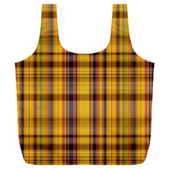 Madras Plaid Yellow Gold Full Print Recycle Bag (xxxl) by SpinnyChairDesigns