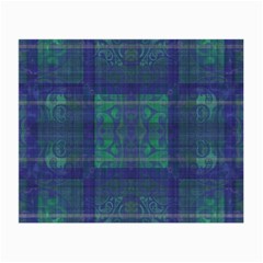 Blue Green Faded Plaid Small Glasses Cloth by SpinnyChairDesigns