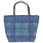 Blue Green Faded Plaid Bucket Bag Back