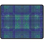 Blue Green Faded Plaid Double Sided Fleece Blanket (Medium)  58.8 x47.4  Blanket Front