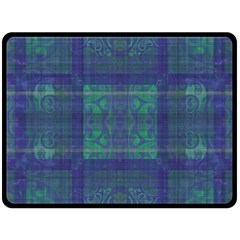 Blue Green Faded Plaid Double Sided Fleece Blanket (large)  by SpinnyChairDesigns