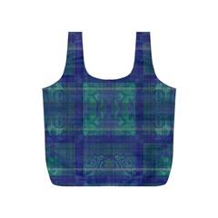 Blue Green Faded Plaid Full Print Recycle Bag (s) by SpinnyChairDesigns