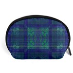 Blue Green Faded Plaid Accessory Pouch (Large) Front