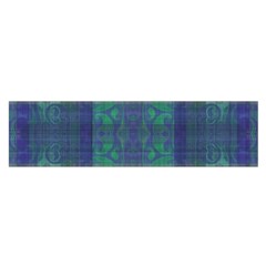 Blue Green Faded Plaid Satin Scarf (oblong) by SpinnyChairDesigns