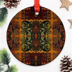 Vintage Red Gold Green Ornament (round) by SpinnyChairDesigns