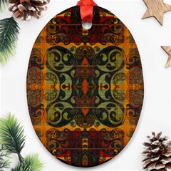 Vintage Red Gold Green Ornament (oval) by SpinnyChairDesigns