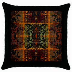 Vintage Red Gold Green Throw Pillow Case (black) by SpinnyChairDesigns