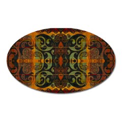 Vintage Red Gold Green Oval Magnet by SpinnyChairDesigns