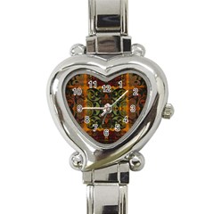 Vintage Red Gold Green Heart Italian Charm Watch by SpinnyChairDesigns