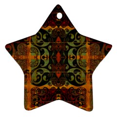 Vintage Red Gold Green Star Ornament (two Sides) by SpinnyChairDesigns