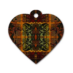 Vintage Red Gold Green Dog Tag Heart (one Side) by SpinnyChairDesigns