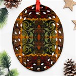 Vintage Red Gold Green Oval Filigree Ornament (Two Sides) Back