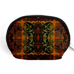 Vintage Red Gold Green Accessory Pouch (medium) by SpinnyChairDesigns