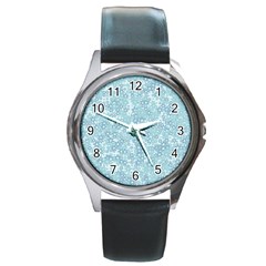 Light Blue Wildflowers Round Metal Watch