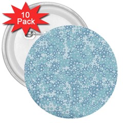 Light Blue Wildflowers 3  Buttons (10 Pack)  by SpinnyChairDesigns