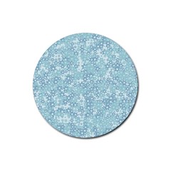 Light Blue Wildflowers Rubber Coaster (round)  by SpinnyChairDesigns