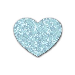 Light Blue Wildflowers Rubber Coaster (heart)  by SpinnyChairDesigns