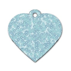 Light Blue Wildflowers Dog Tag Heart (two Sides) by SpinnyChairDesigns