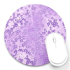 Purple Wildflowers Pattern Round Mousepads by SpinnyChairDesigns