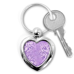 Purple Wildflowers Pattern Key Chain (heart) by SpinnyChairDesigns