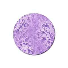 Purple Wildflowers Pattern Rubber Coaster (round)  by SpinnyChairDesigns