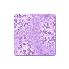 Purple Wildflowers Pattern Square Magnet by SpinnyChairDesigns